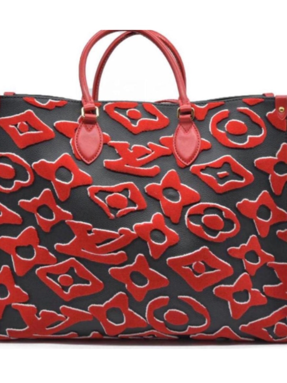 Louis Vuitton OnTheGo GM Tote (Tufted Monogram Black/Red)